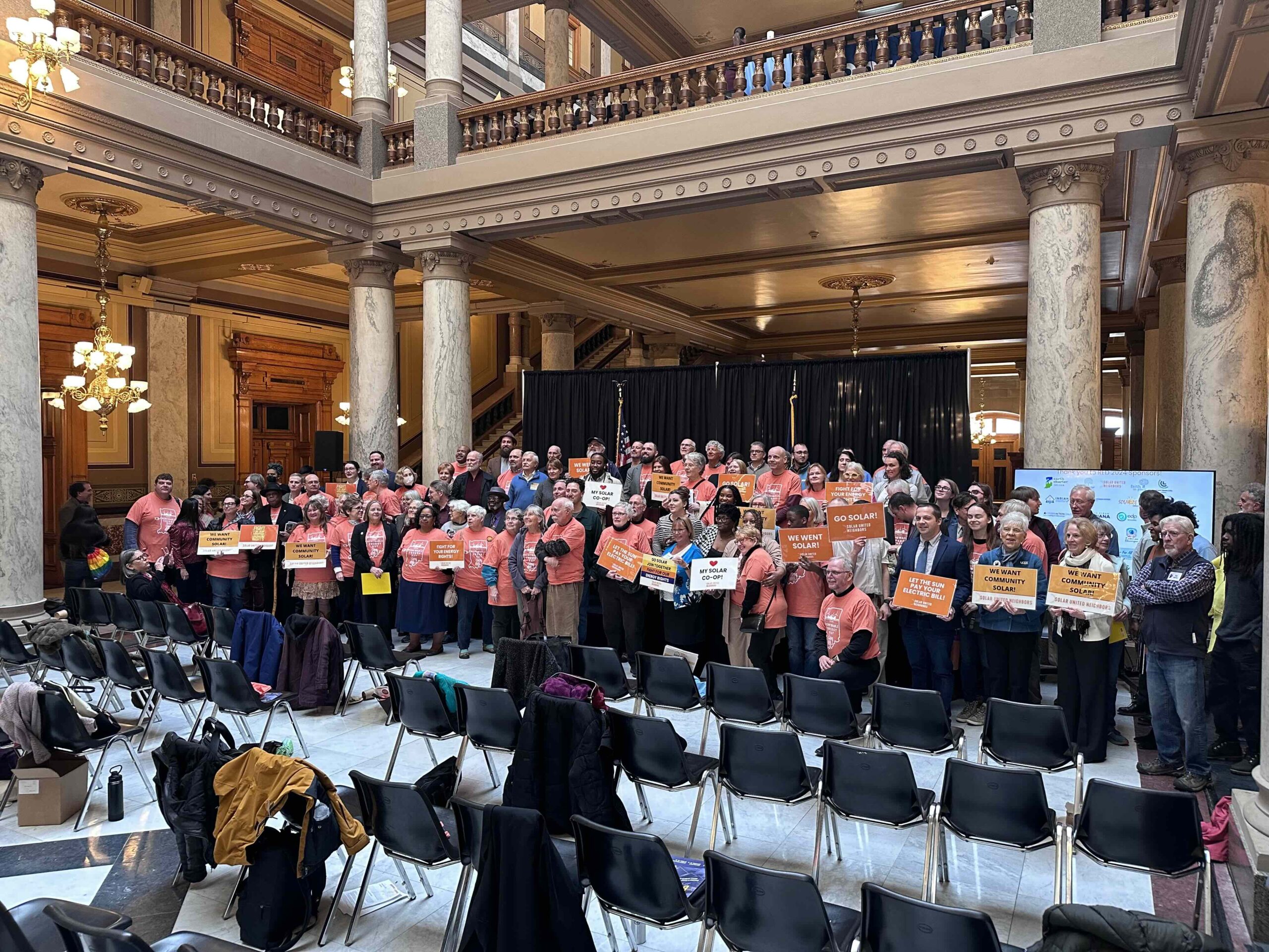 Indiana Renewable Energy Day 2024 brought together community solar advocates from across the Hoosier state to advocate with lawmakers at the Indiana Statehouse